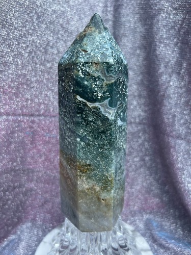 Moss agate druzy natural tower - druzy,
